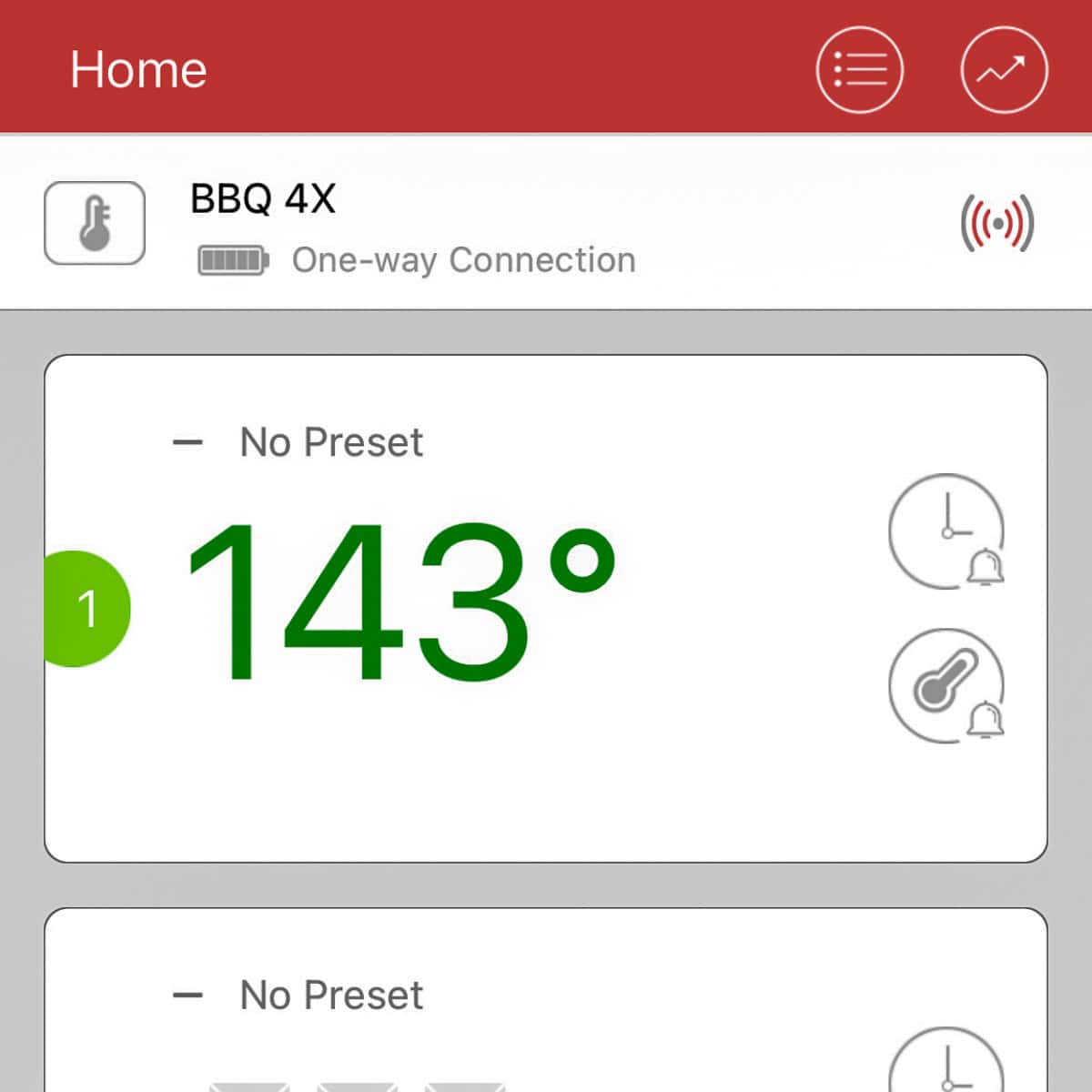 Inkbird IBT-4XS app screen shot.