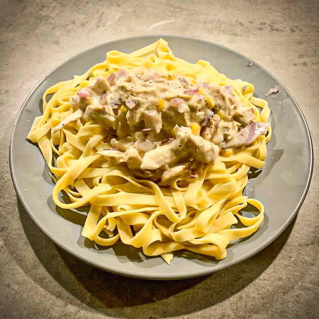 home made spaghetti chicken and philly pasta
