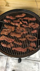beef jerky on smoker