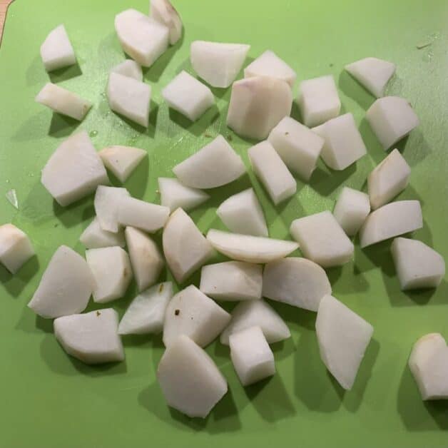 sliced and diced swede ready for cooking