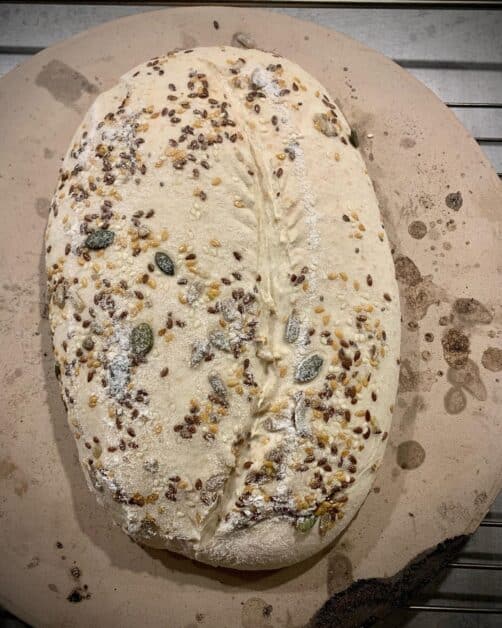 sourdough in the working day pizza stone