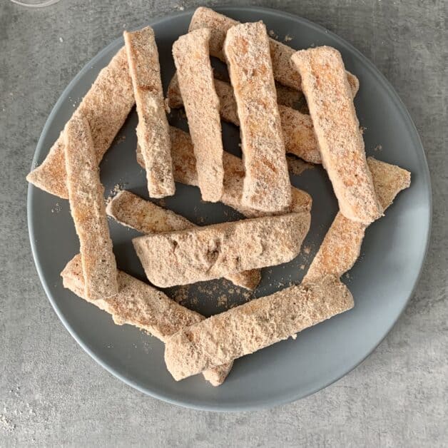 Coated halloumi fries in ultimate KFC copycat coating