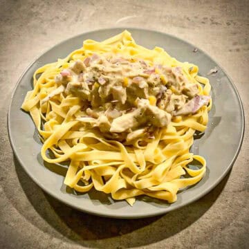 chicken and Philadelphia with homemade pasta