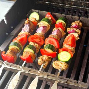 Chicken skewers on the BBQ grill