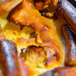 easy toad in the hole with carrots and sprouts