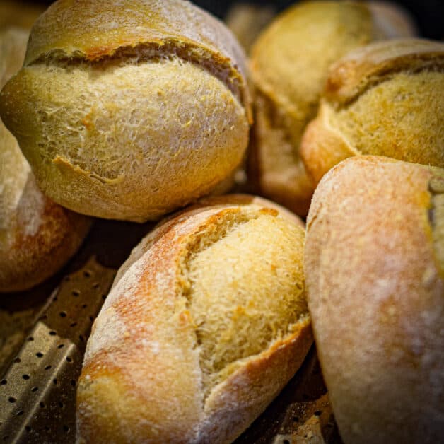 crusty white bread rolls