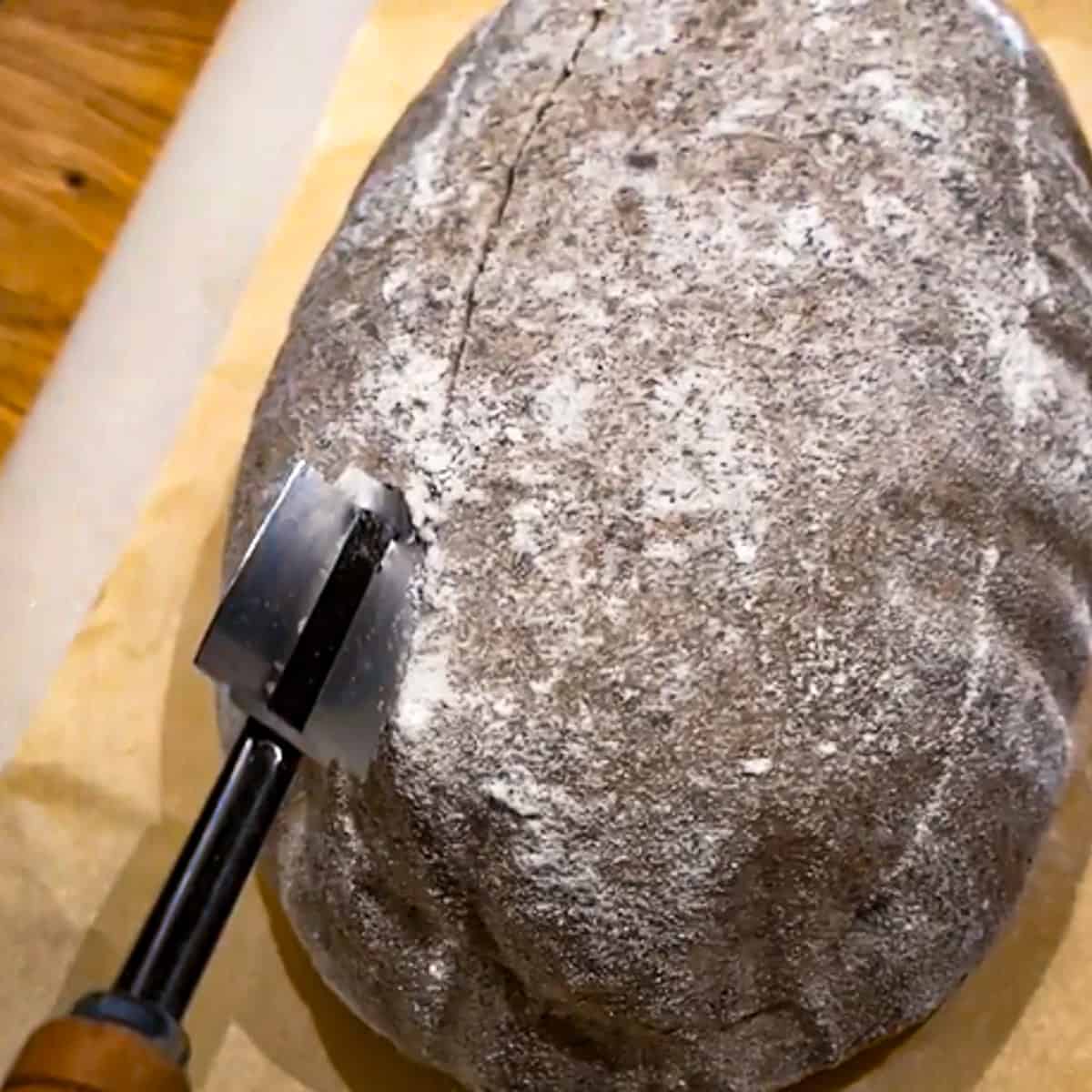 maple syrup rye sourdough bread lame