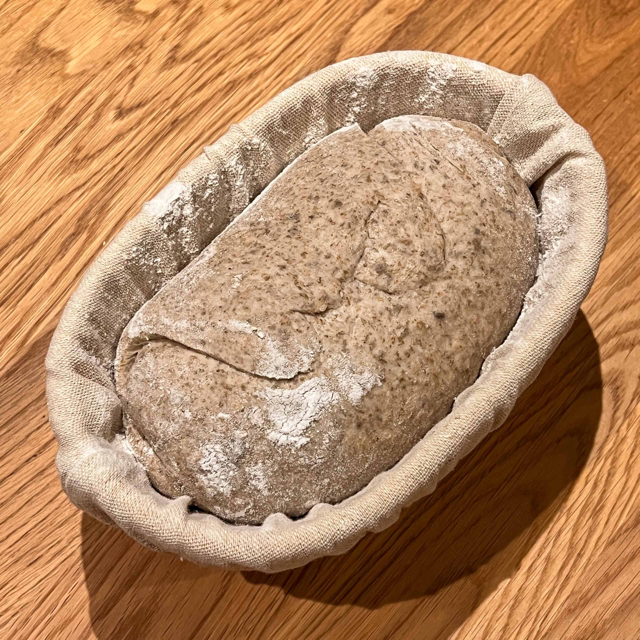 Shaped dough in the banneton