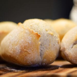 crusty white bread rolls