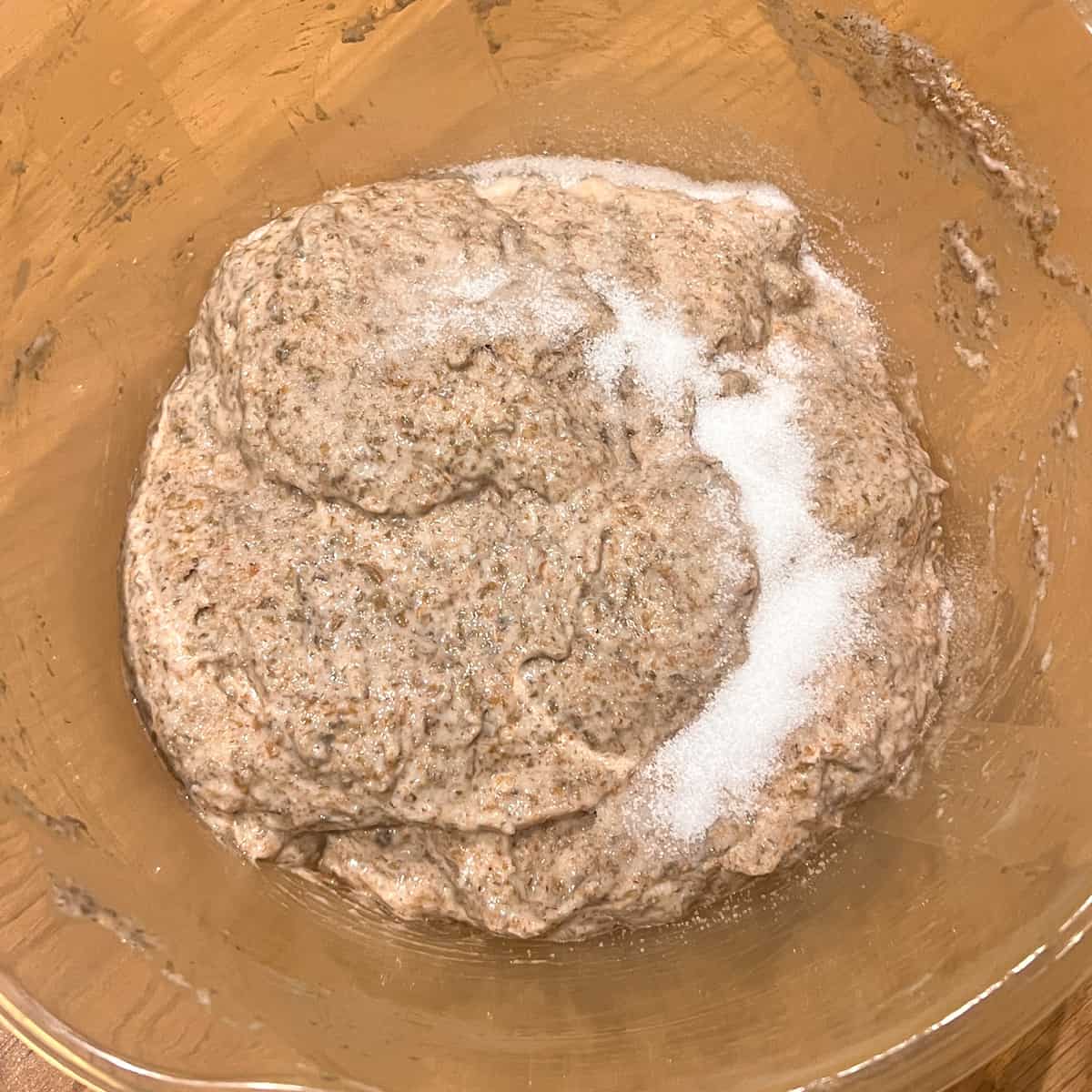 adding salt and starter to rye