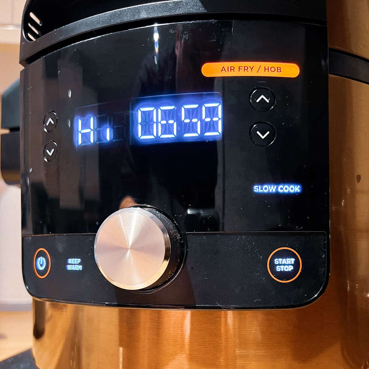 Peppered Steak Casserole air fryer in slow cook mode