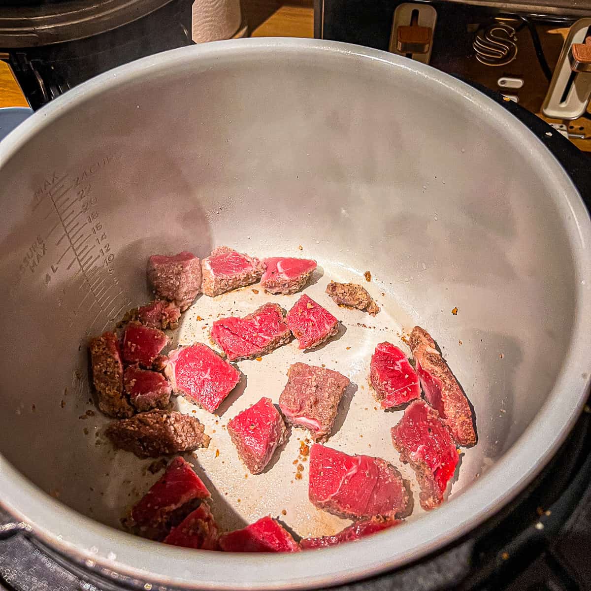 Peppered Steak Casserole sear meat