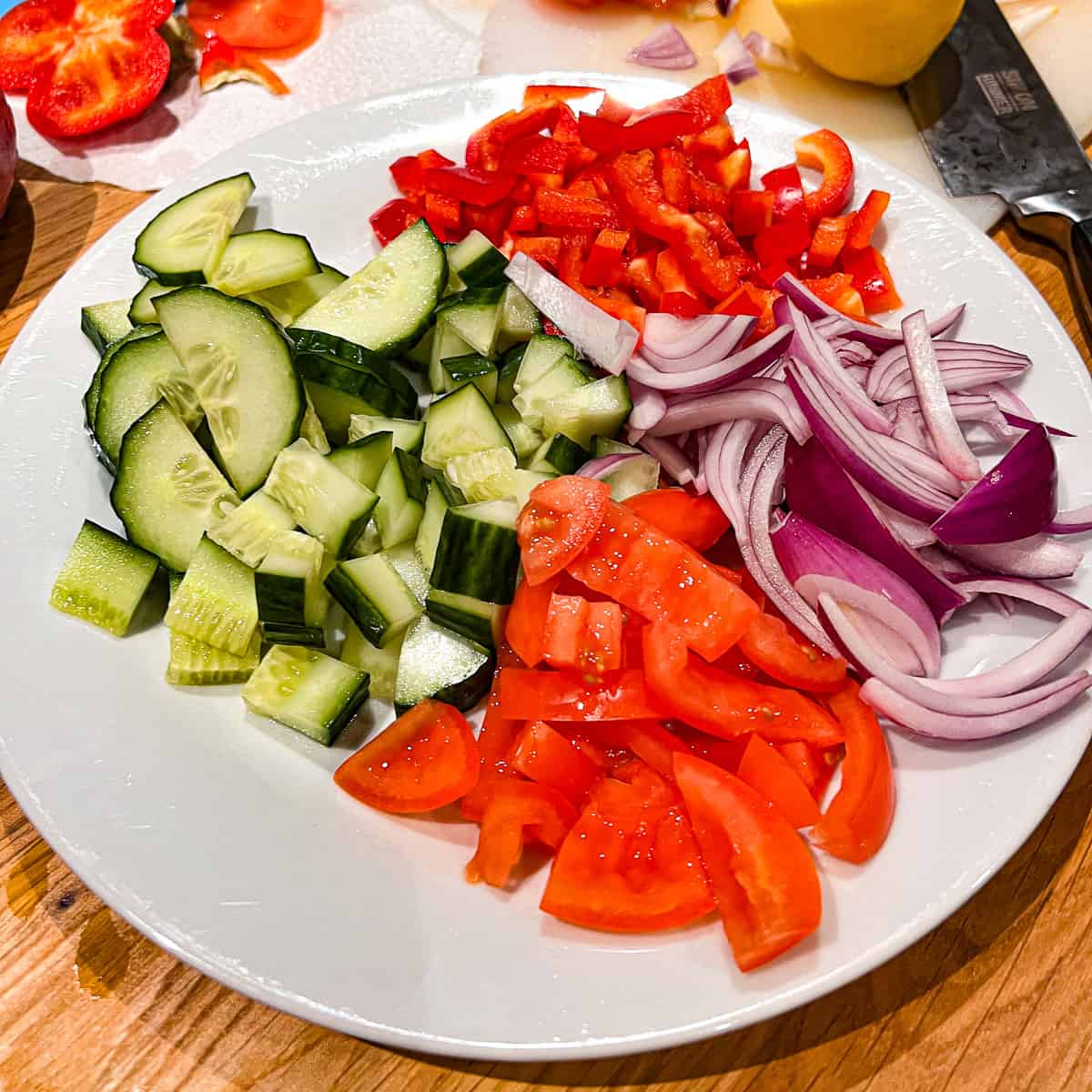 chopped salad vegetables