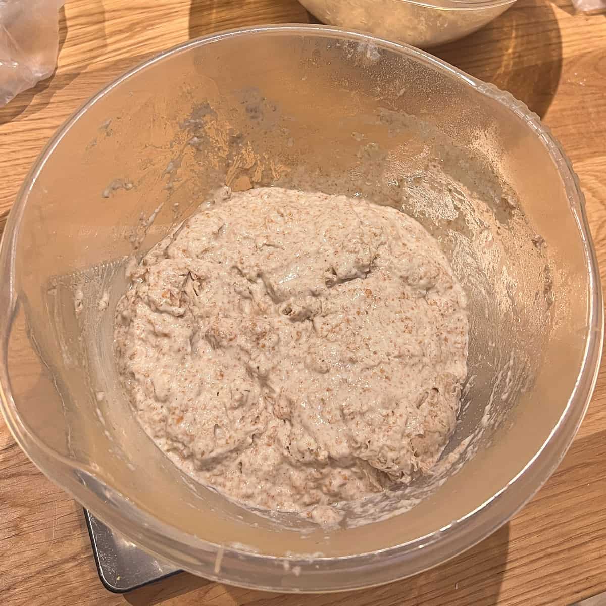 ingredients mixed for autolyse