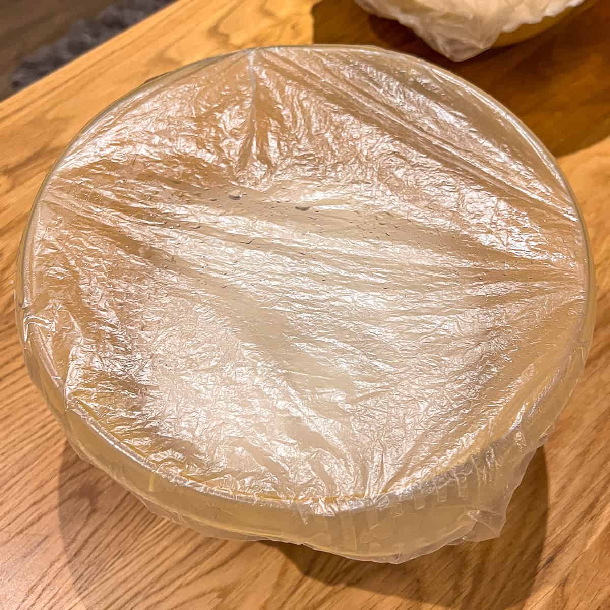 sourdough mixed and rising covered over