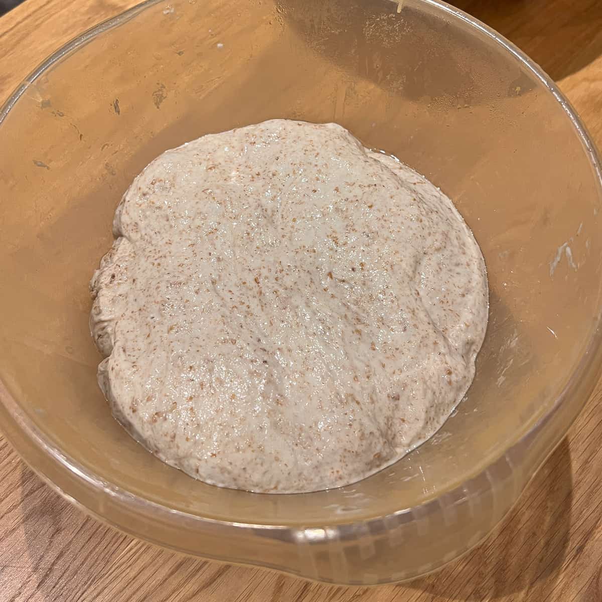 starter mixed in to sourdough dough