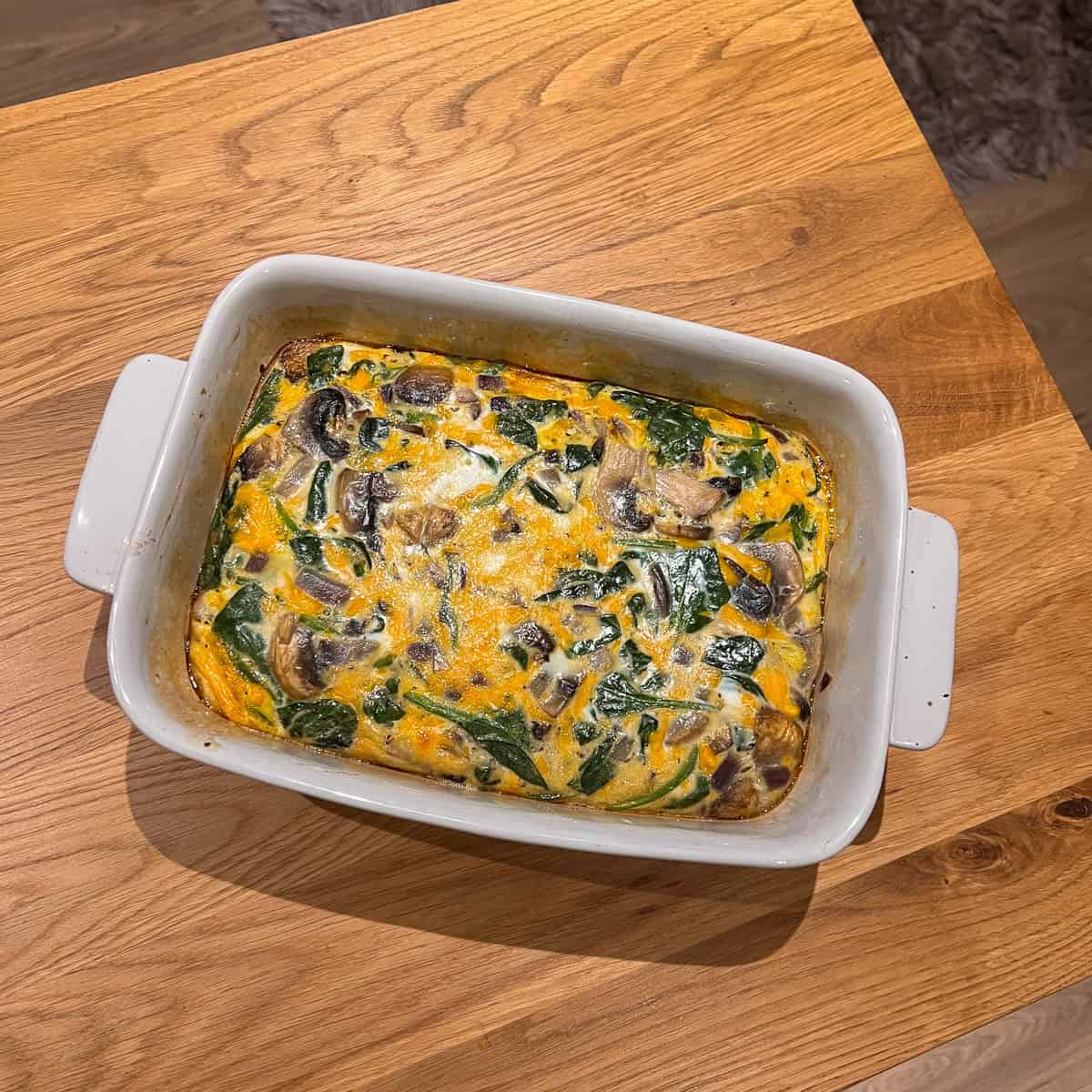 mushroom and spinach frittata ready to serve