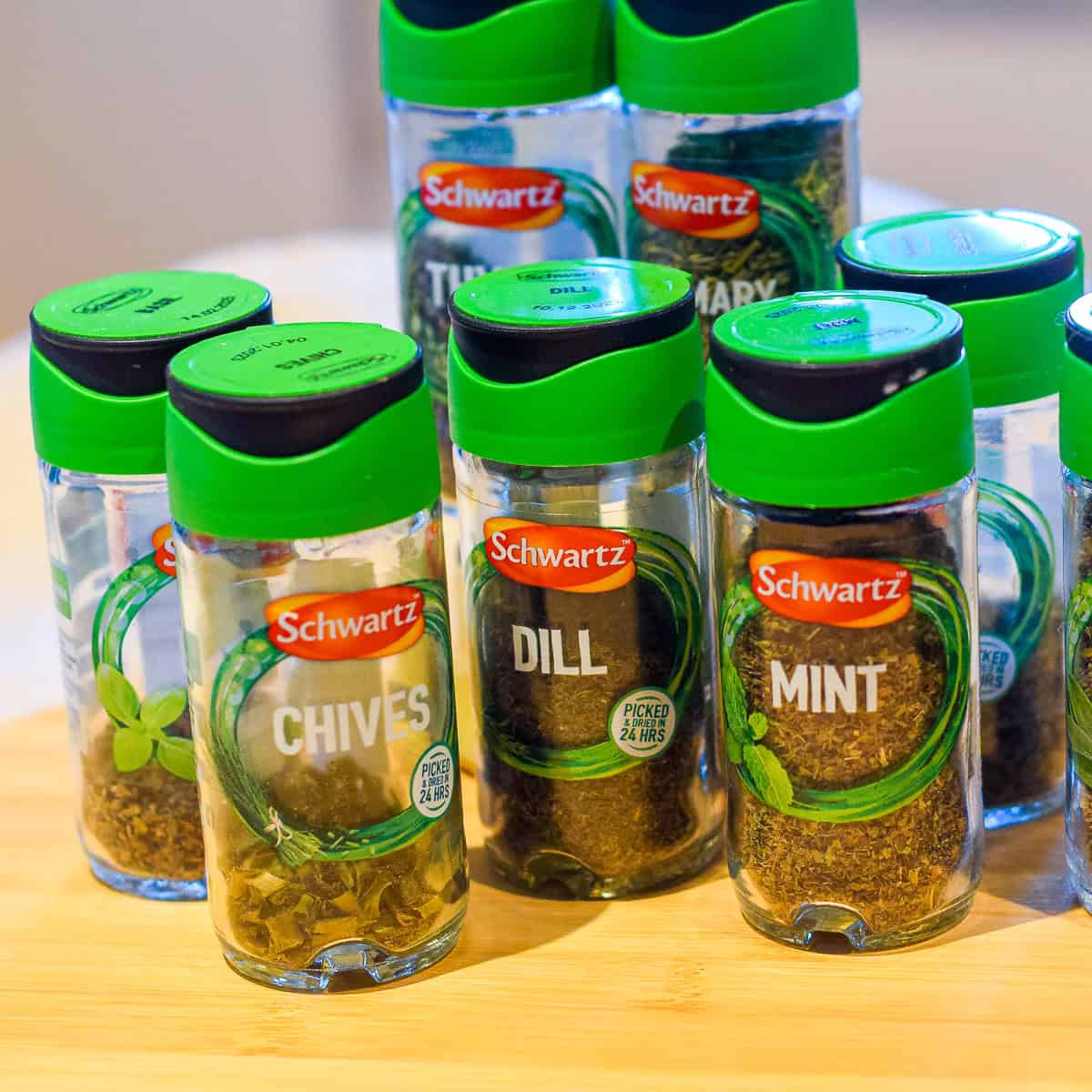 Variety of Schwartz herbs.