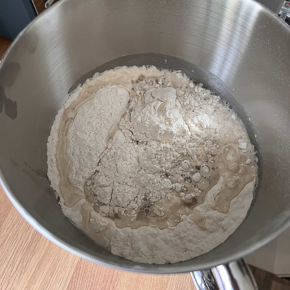 Pitta bread ingredients ready for mixing.