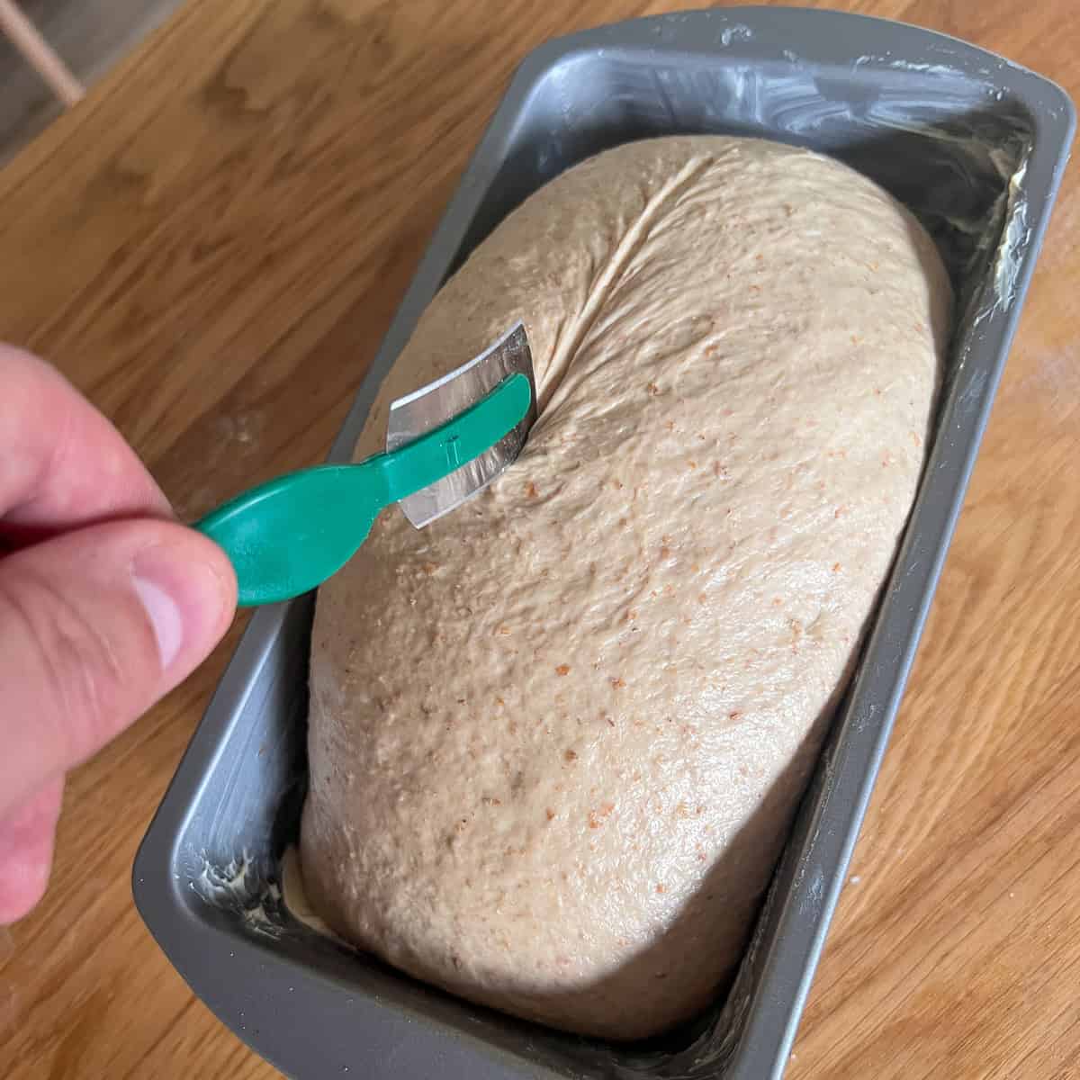 Scoring a loaf of Guinness bread before the oven.