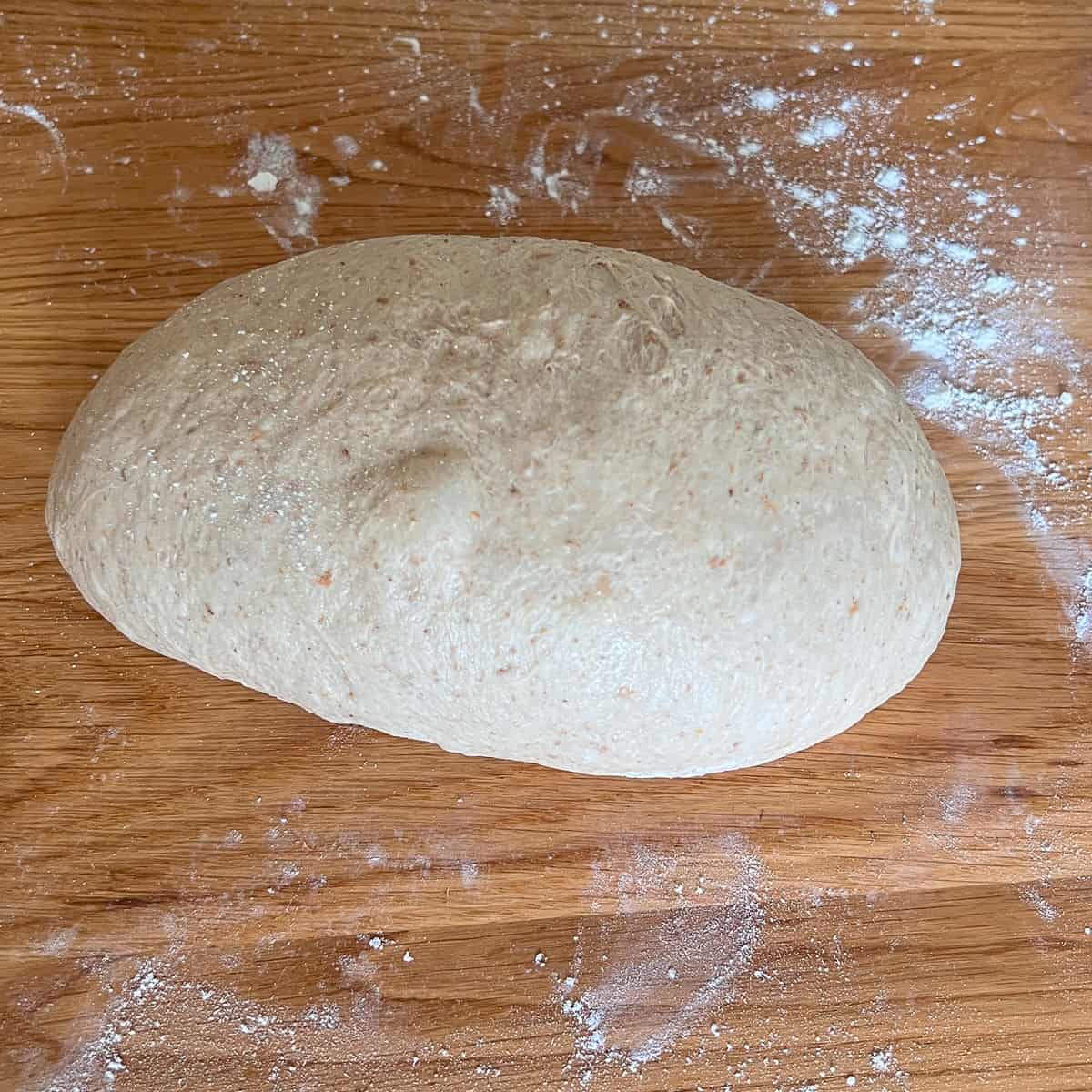 Guinness bread shaped ready for a bread tin.