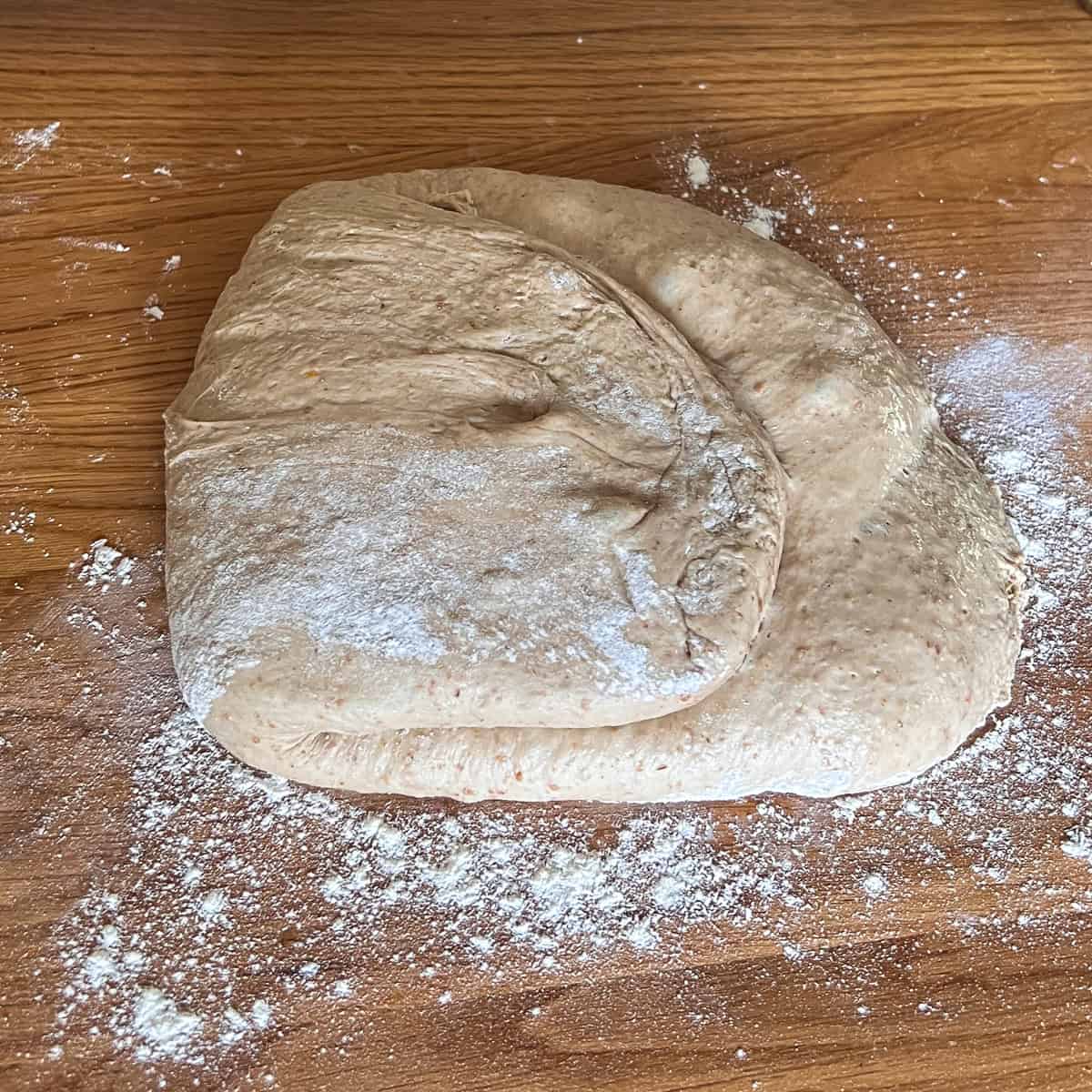 Getting ready to shape a loaf of Guinness bread.