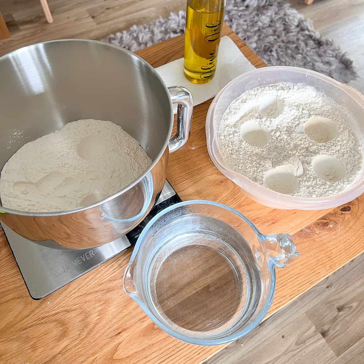 Dough ingredients.