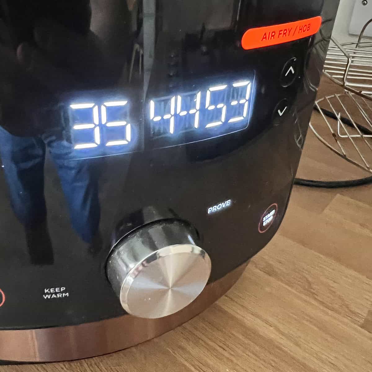 Air fryer set for second prove time.