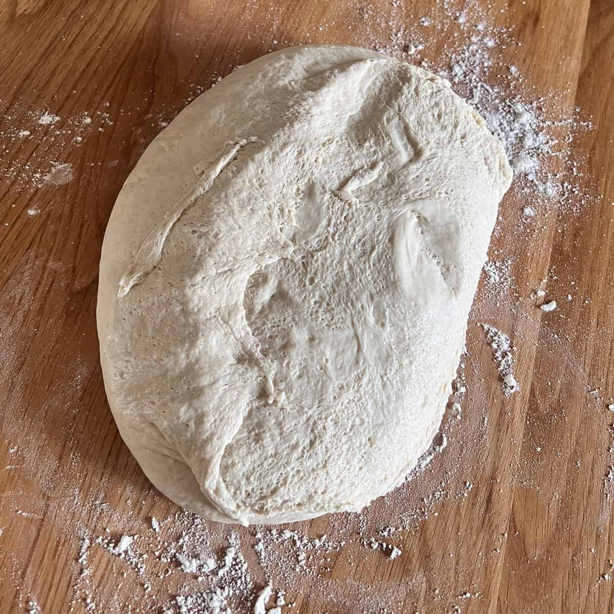 Dough ready to be shaped for tin.