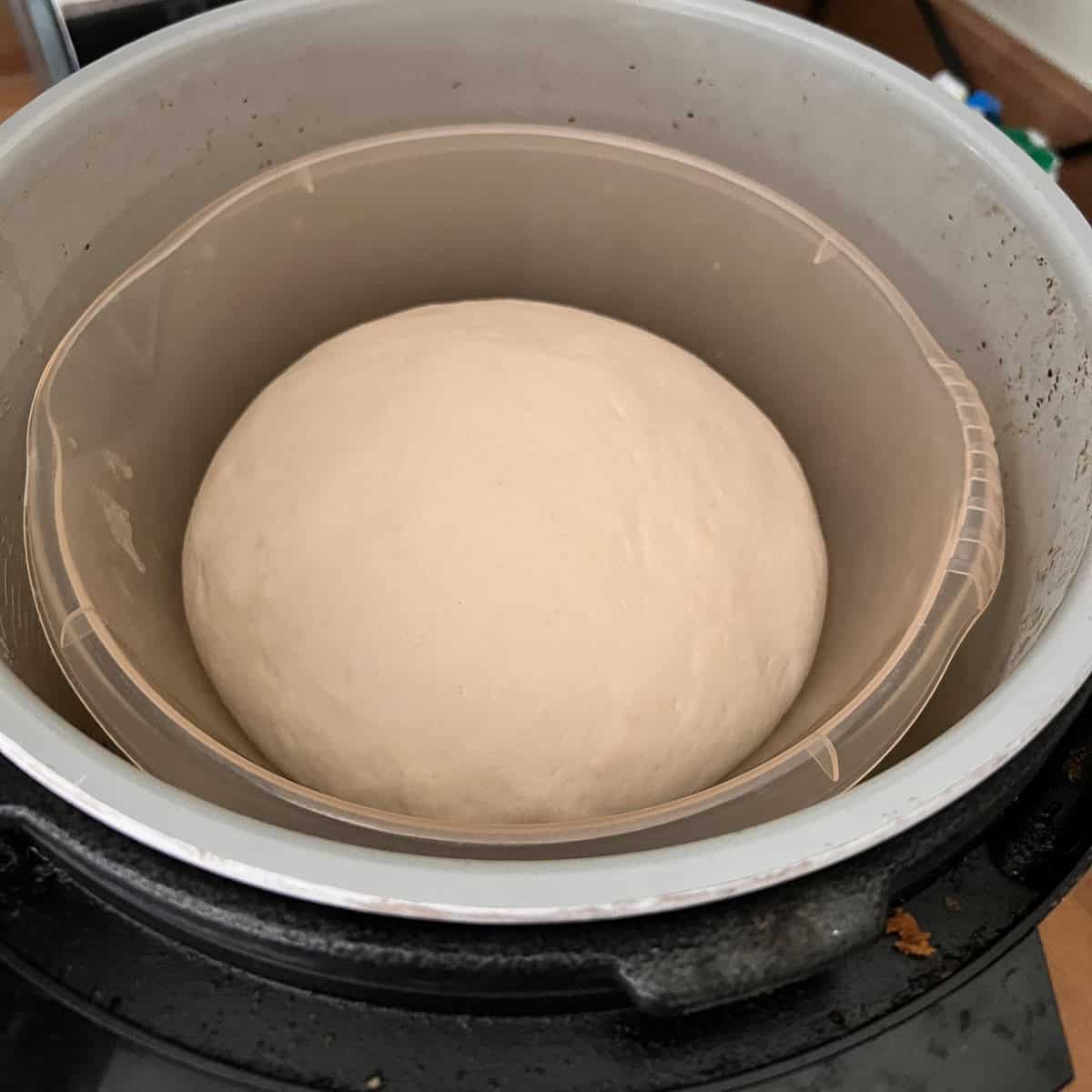Dough risen after proving.