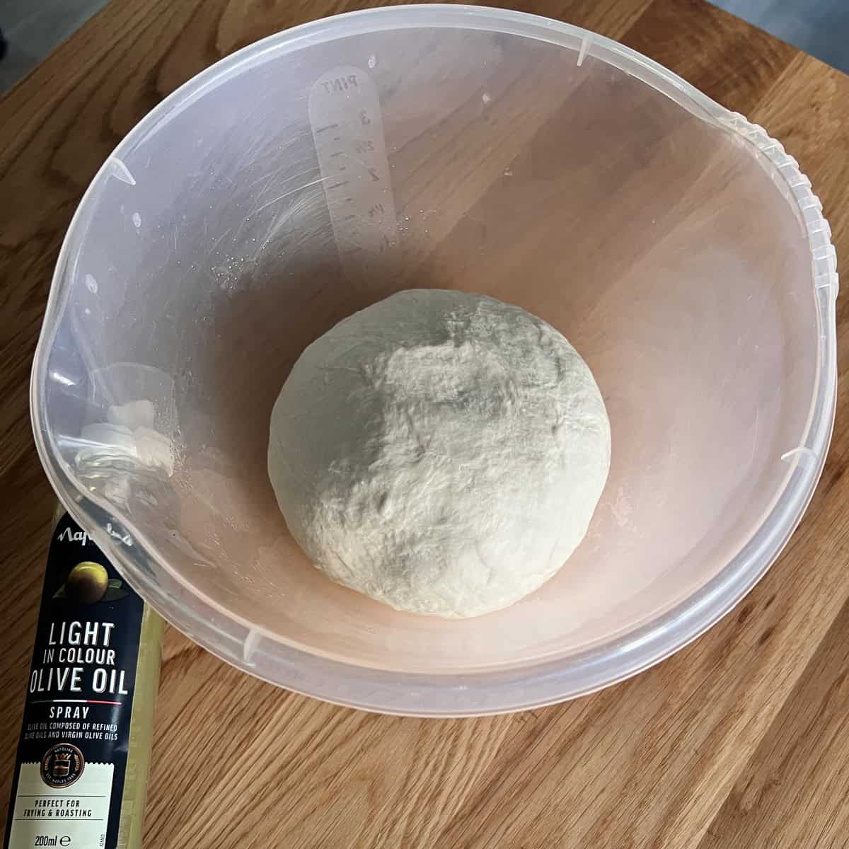 Dough placed in mixing bowl.