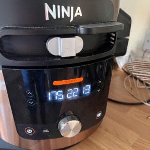 Baking the loaf in the Ninja air fryer.