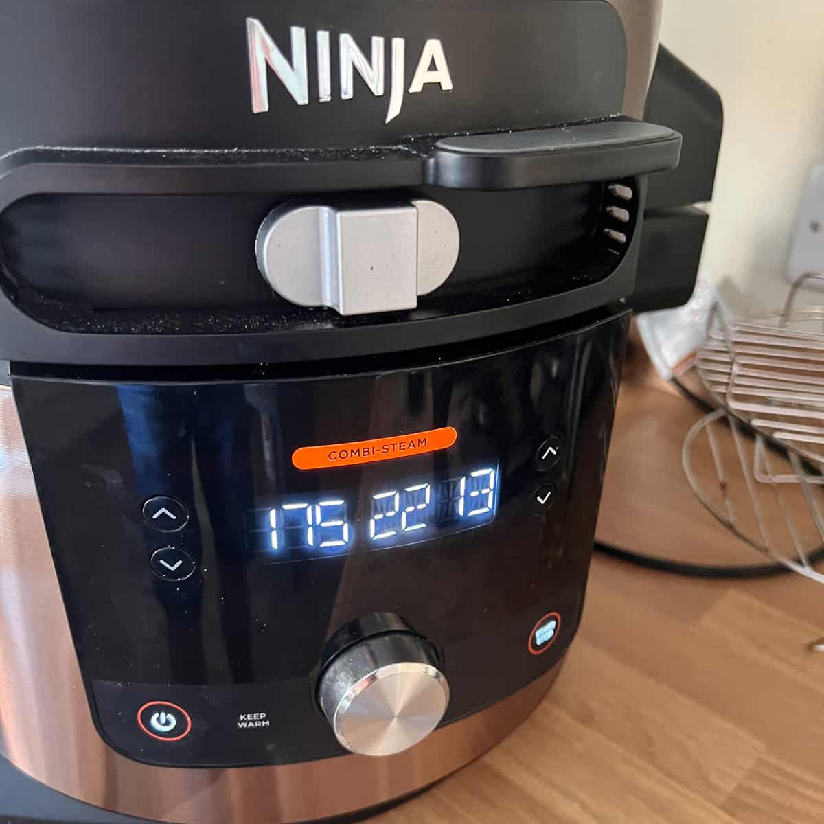 Baking the loaf in the Ninja air fryer.