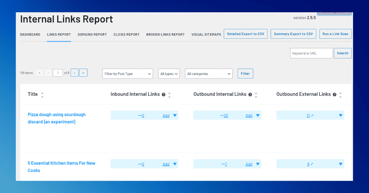 Link whisper link report window.