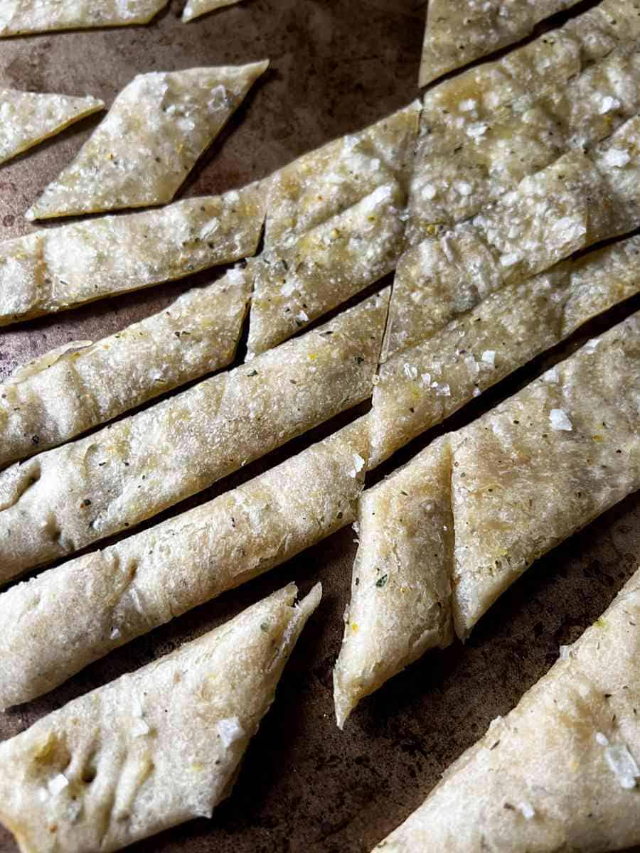 Sourdough discard lemon herb bites mid cooking.