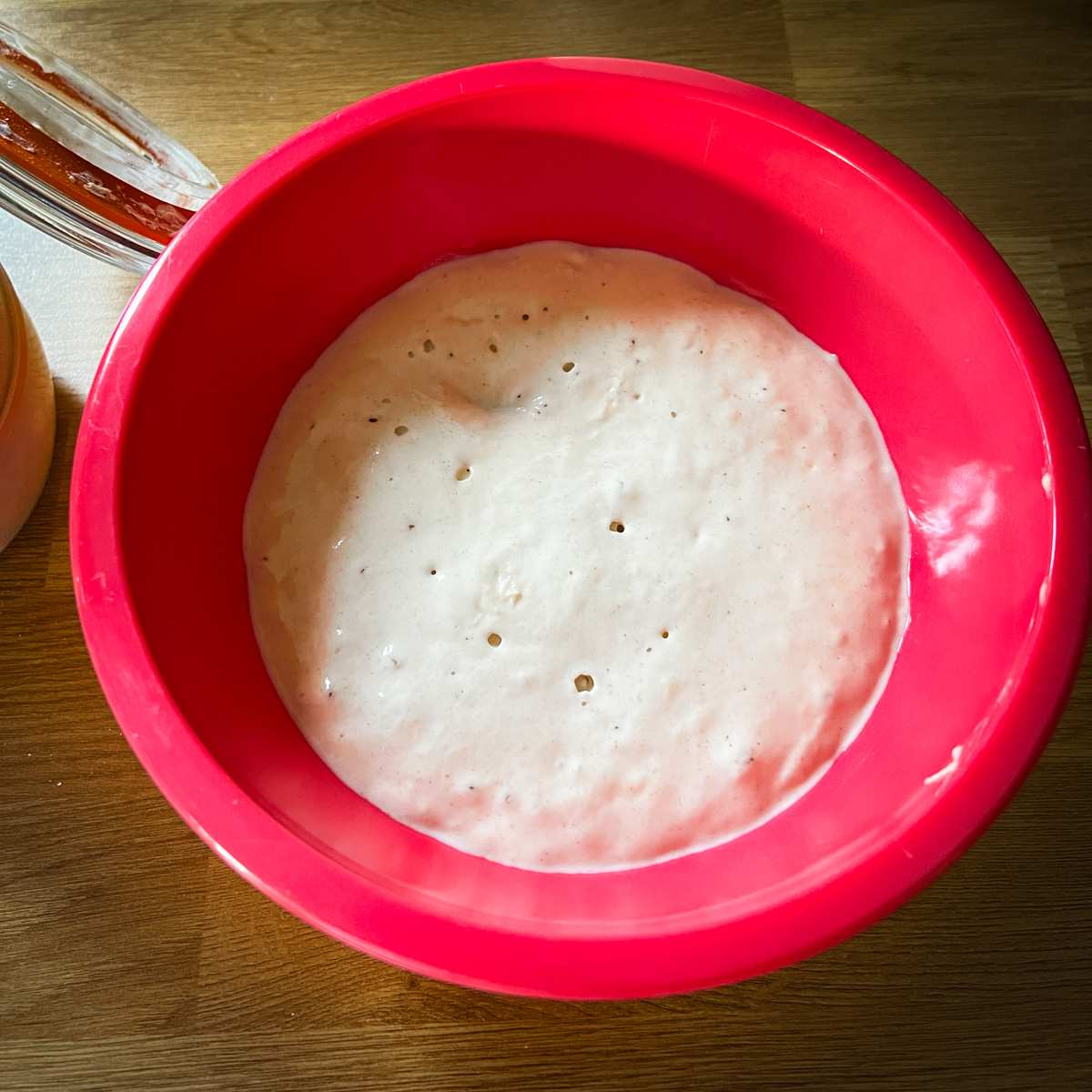 Sourdough starter risen and discard separated.