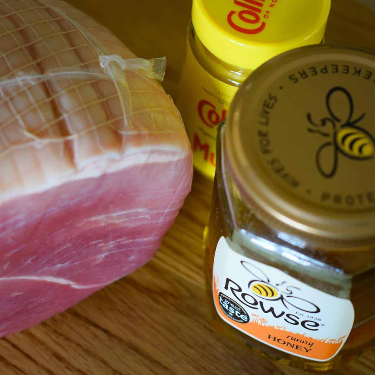 Honey and mustard glazed gammon ingredients.