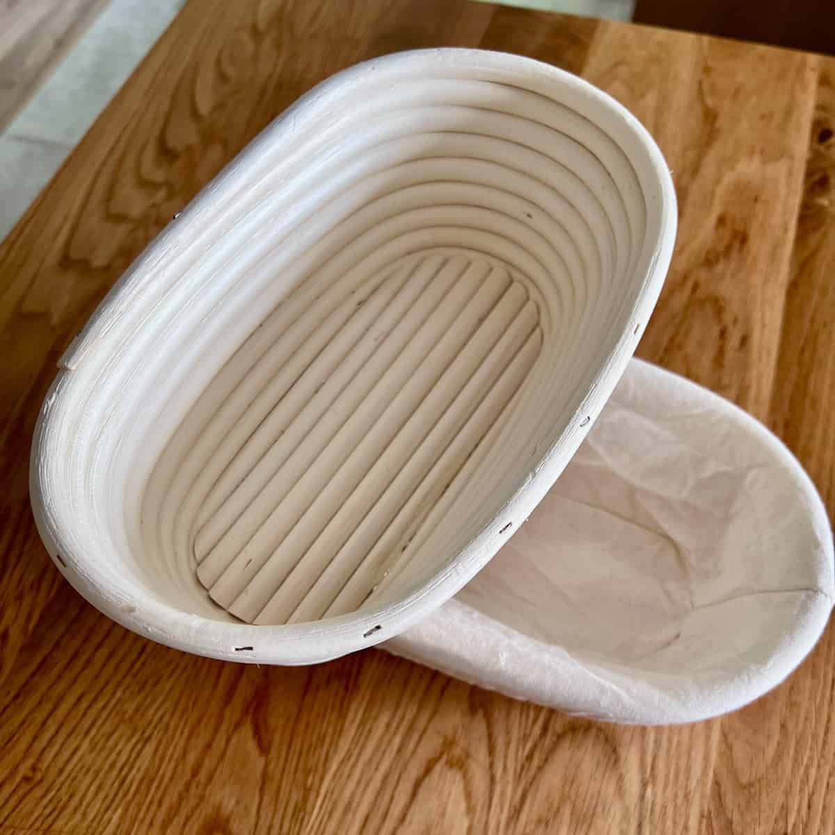 Two oval banneton proofing baskets.