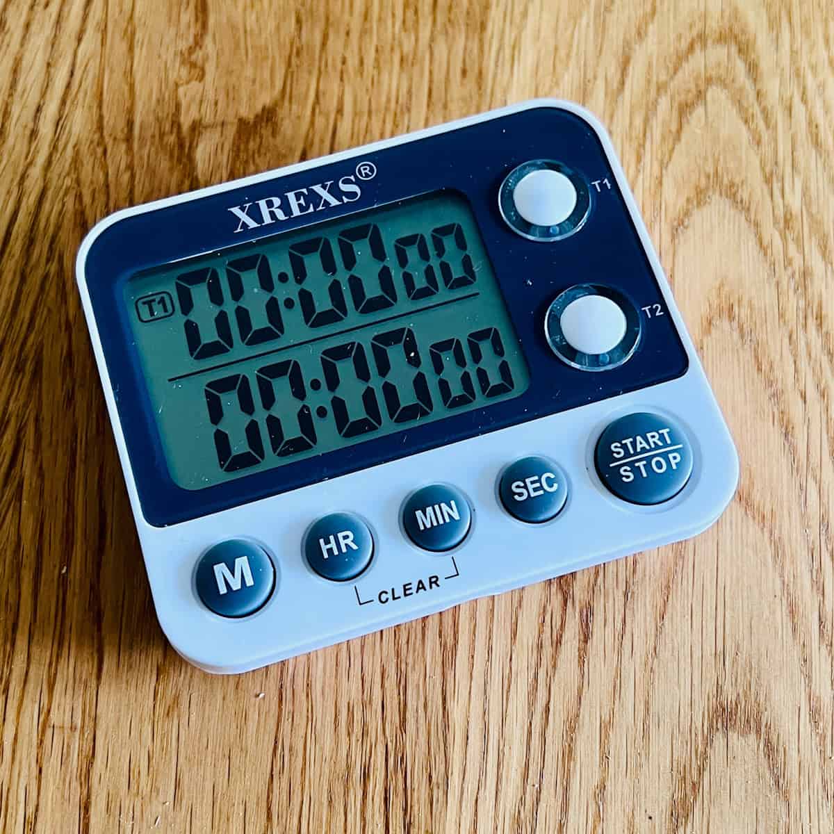 A dual digital kitchen timer.
